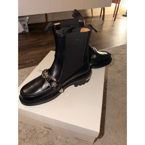 Toga Pulla Embellished Leather Boots Ankle Boots size 40 Black99 - Picture 4 of 7